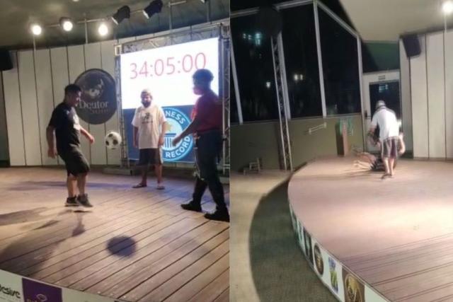 星空体育足球直播-34小时5分钟 巴西男子第33次打破世界颠球纪录！