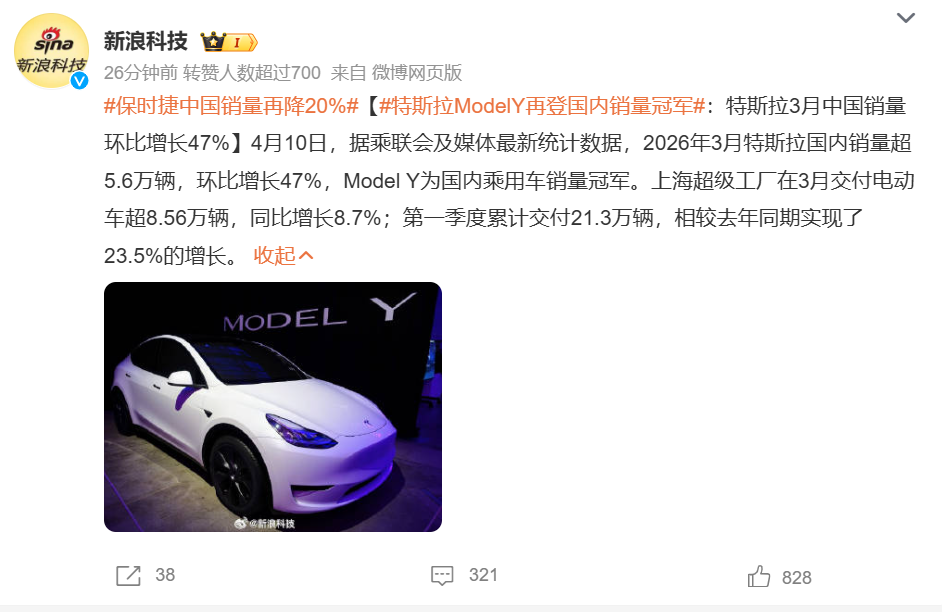 星空体育-3月销冠还是Model Y：网上没赢过，现实没输过